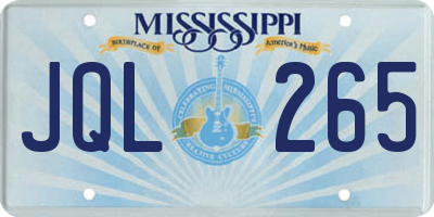 MS license plate JQL265