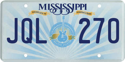 MS license plate JQL270
