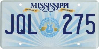 MS license plate JQL275