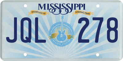 MS license plate JQL278