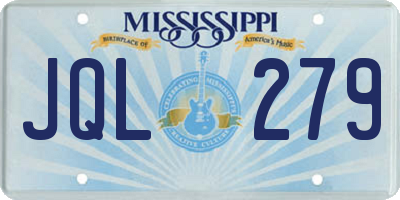 MS license plate JQL279