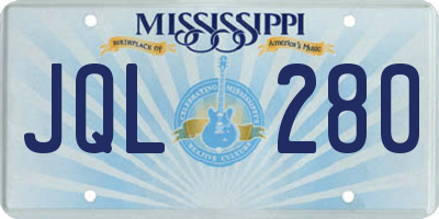 MS license plate JQL280