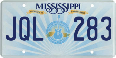 MS license plate JQL283