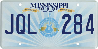 MS license plate JQL284
