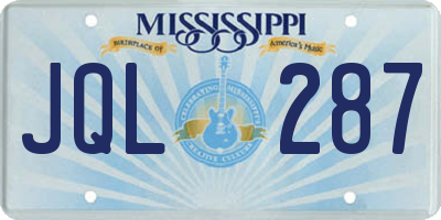 MS license plate JQL287