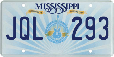 MS license plate JQL293