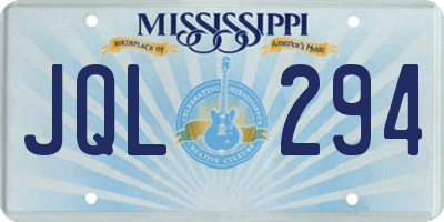 MS license plate JQL294