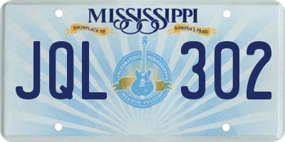 MS license plate JQL302