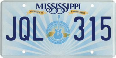 MS license plate JQL315