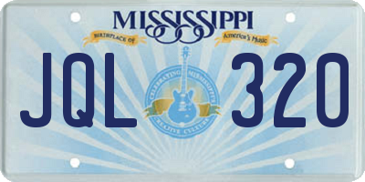 MS license plate JQL320