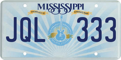 MS license plate JQL333