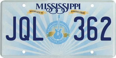 MS license plate JQL362