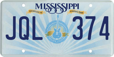 MS license plate JQL374