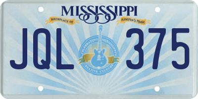 MS license plate JQL375