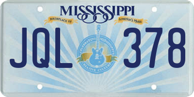 MS license plate JQL378