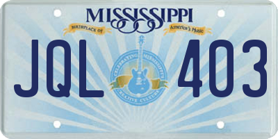 MS license plate JQL403