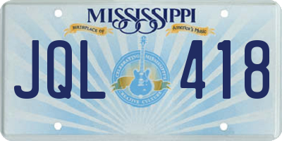 MS license plate JQL418