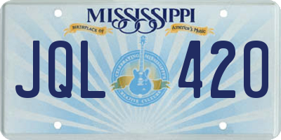 MS license plate JQL420