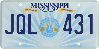 MS license plate JQL431