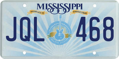 MS license plate JQL468