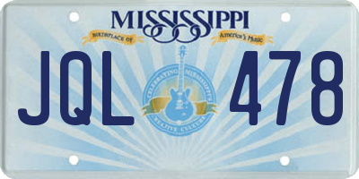 MS license plate JQL478