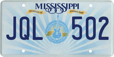 MS license plate JQL502