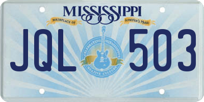 MS license plate JQL503