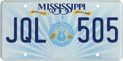 MS license plate JQL505