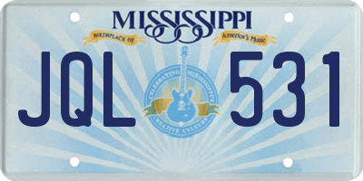MS license plate JQL531