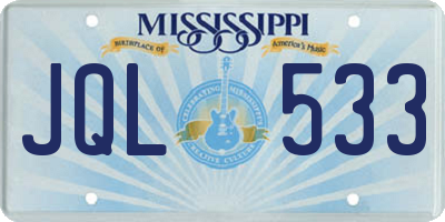 MS license plate JQL533