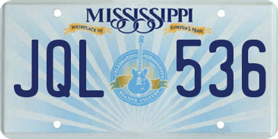 MS license plate JQL536