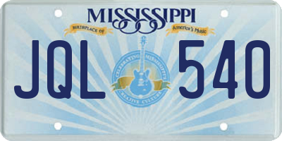 MS license plate JQL540