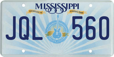 MS license plate JQL560