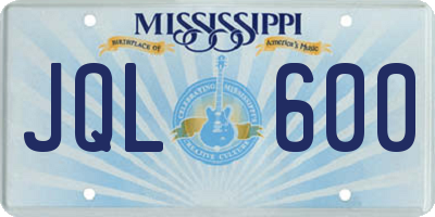 MS license plate JQL600
