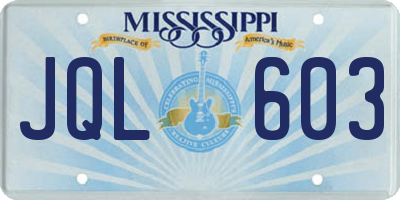 MS license plate JQL603