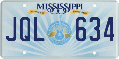 MS license plate JQL634