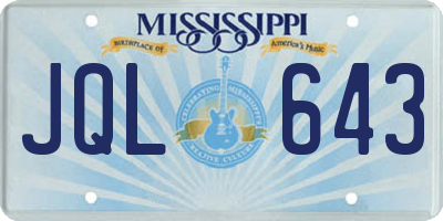 MS license plate JQL643