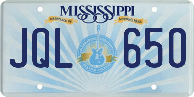 MS license plate JQL650