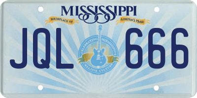 MS license plate JQL666