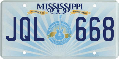 MS license plate JQL668