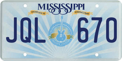 MS license plate JQL670