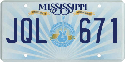 MS license plate JQL671