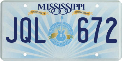 MS license plate JQL672