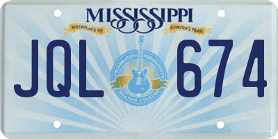 MS license plate JQL674