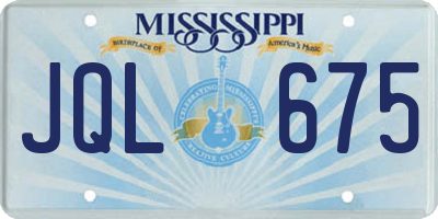 MS license plate JQL675