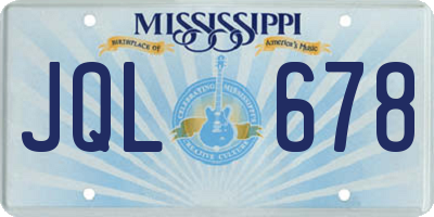 MS license plate JQL678
