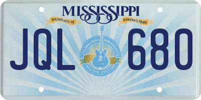 MS license plate JQL680