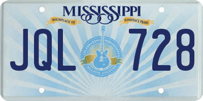 MS license plate JQL728