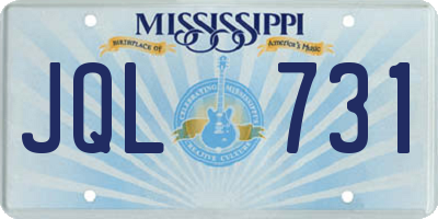 MS license plate JQL731