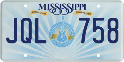 MS license plate JQL758